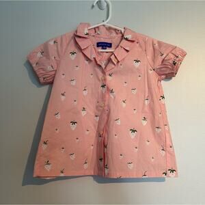 NWOT Maison Me Strawberry Print Pink Button-Down Top – Girls Size 4Y
